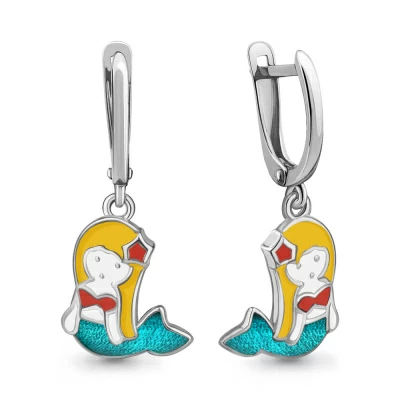 Серьги подвесные 34459.5 серебро Русалка