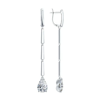 Серьги подвесные 94022281 серебро Капля