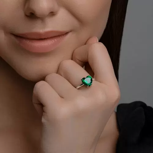 Кольцо один камень 94014263 серебро Сердце_2