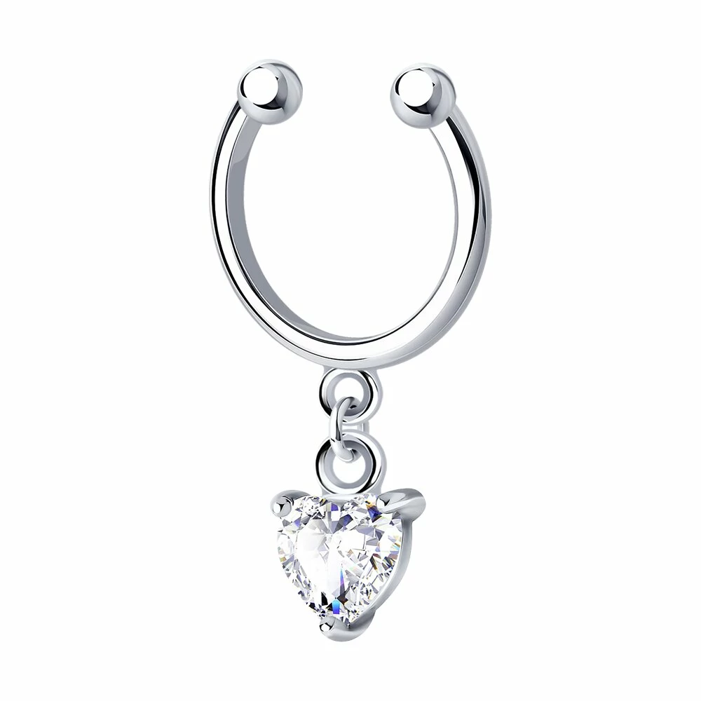 Серьги кафф 94170227 серебро Сердце_0