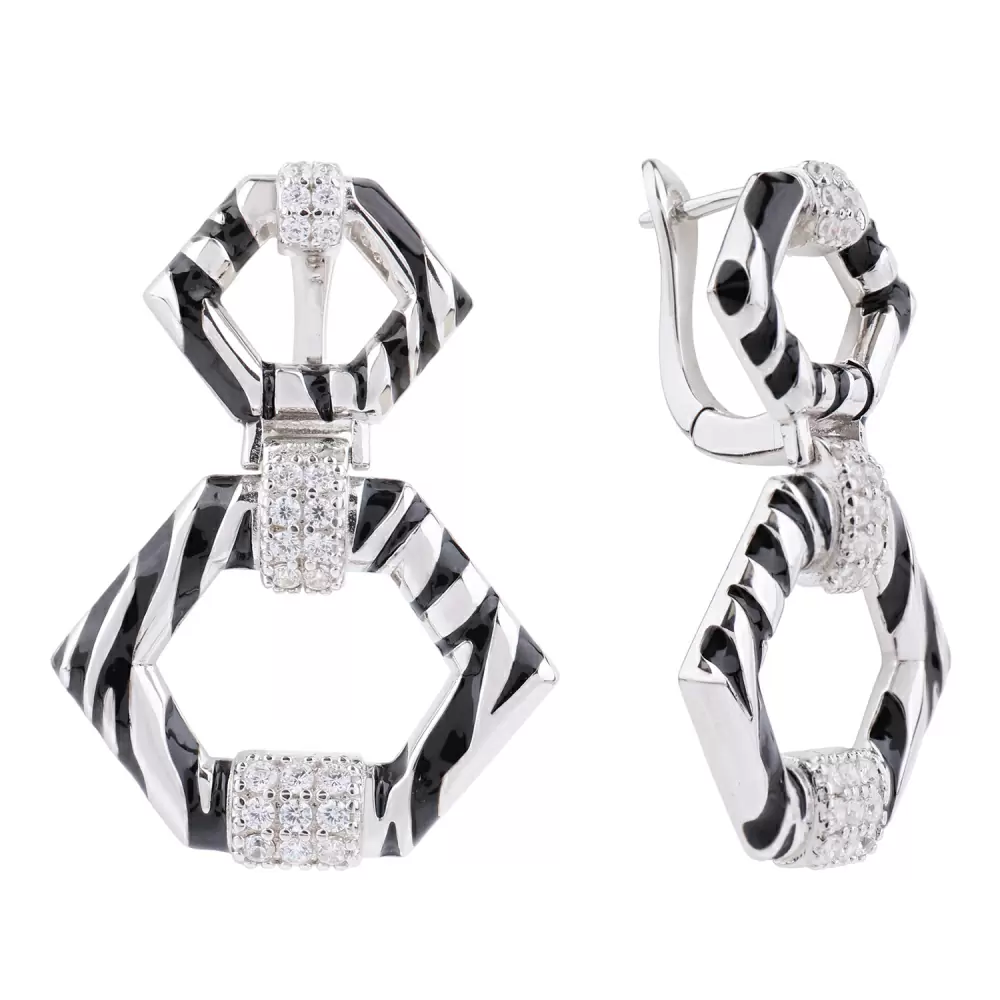 Серьги подвесные SE40144-E серебро