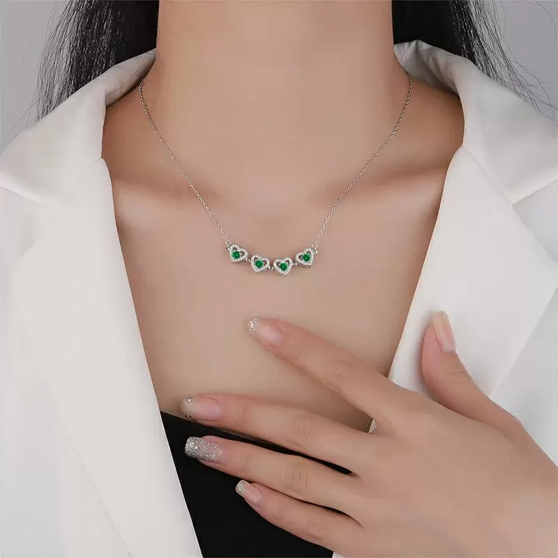 Колье П0015000 зел серебро Сердце_1