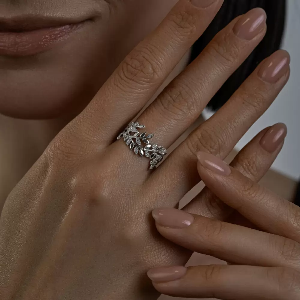 Кольцо 94013810 серебро веточка_1
