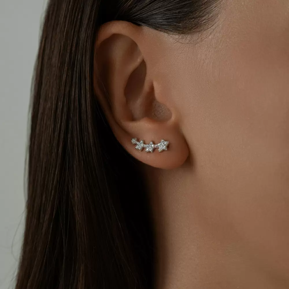 Серьги каффы 94025876 серебро Звезда_1