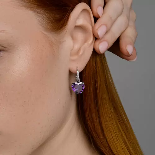 Серьги подвесные 94026823 серебро Сердце_1