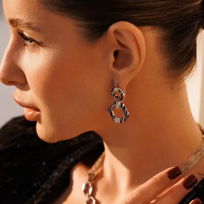 Серьги подвесные SE40144-E серебро