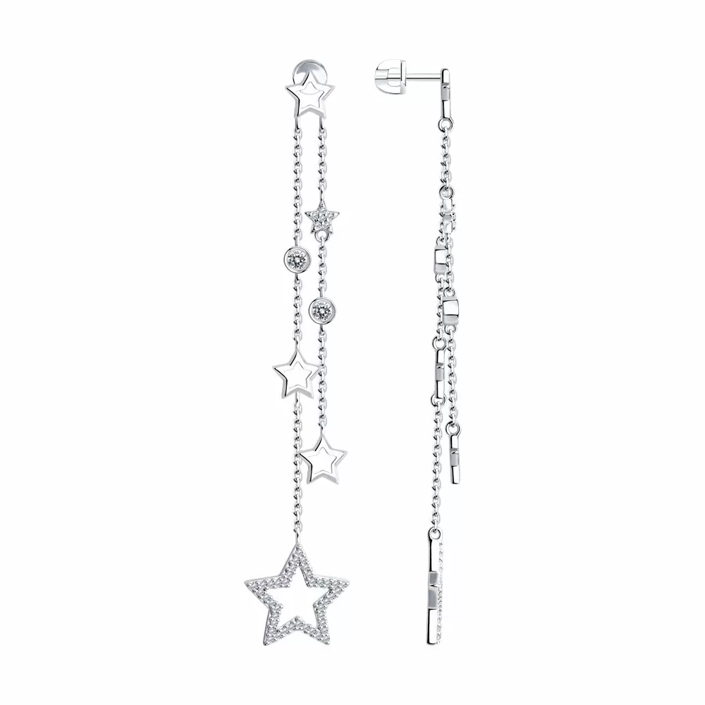 Серьги подвесные 94025894 серебро Звезда_0