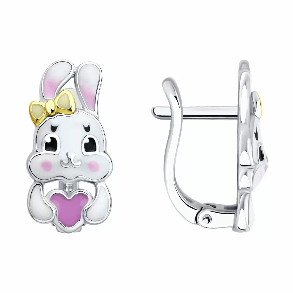 Серьги 94027107 серебро Заяц