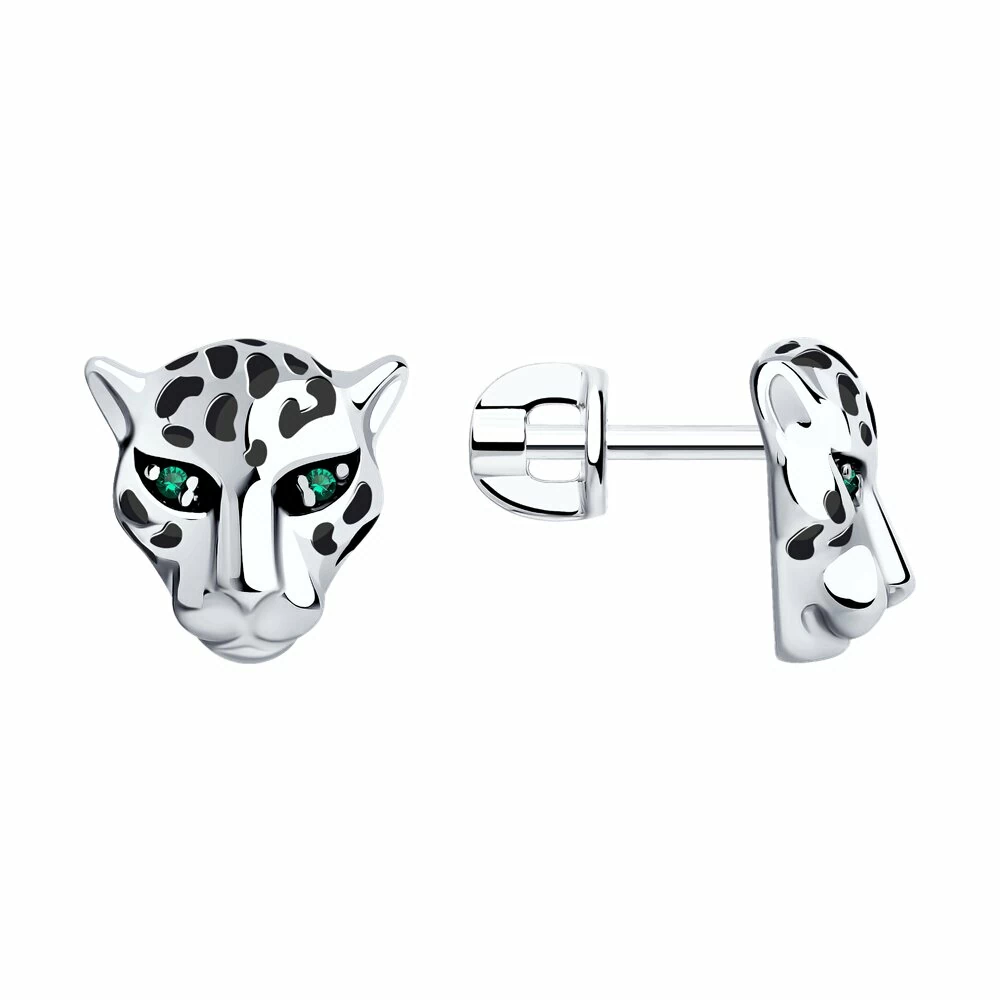 Серьги пусеты 94025891 серебро Картье пантера_0