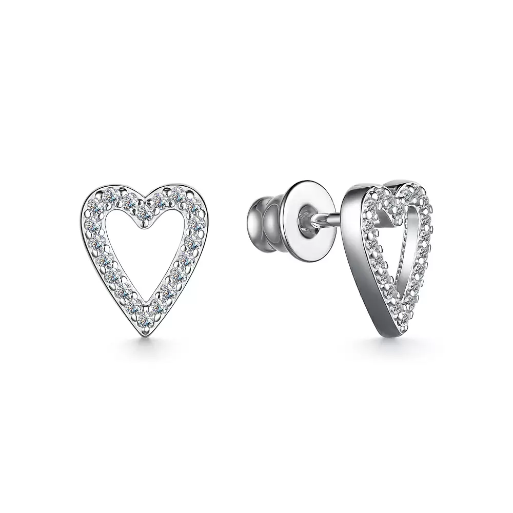 Серьги пусеты 02-4065.00КЦ-00 серебро Сердце_0