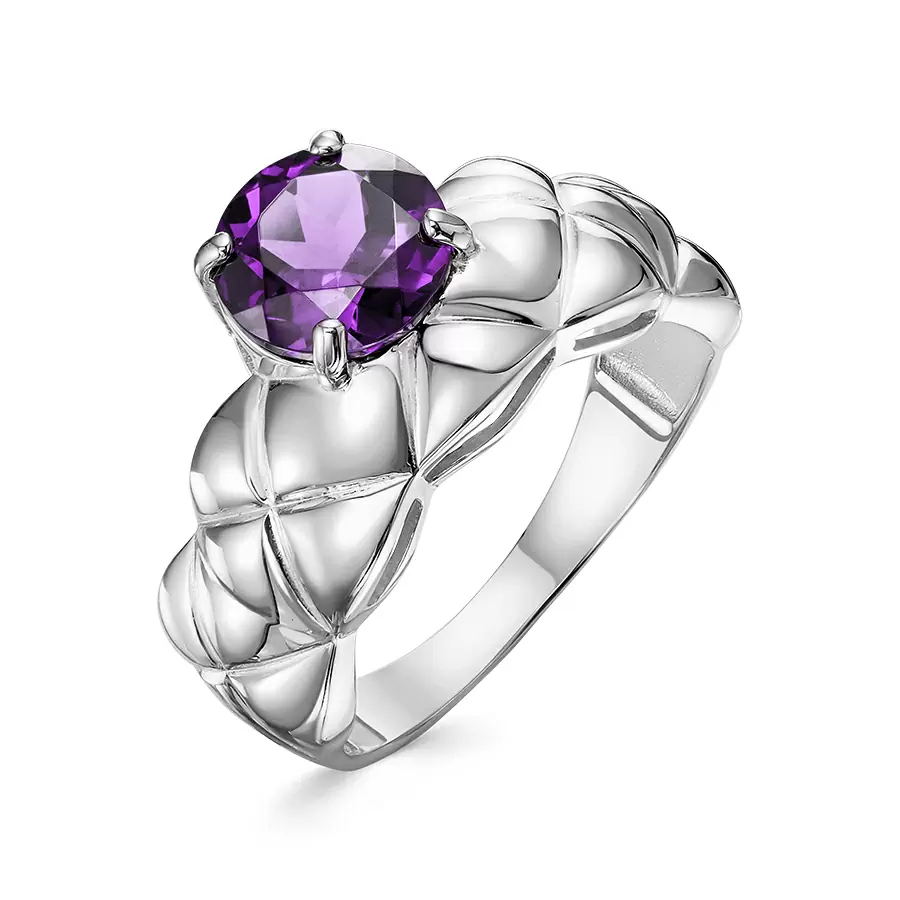 Кольцо один камень 1-1222 ам серебро