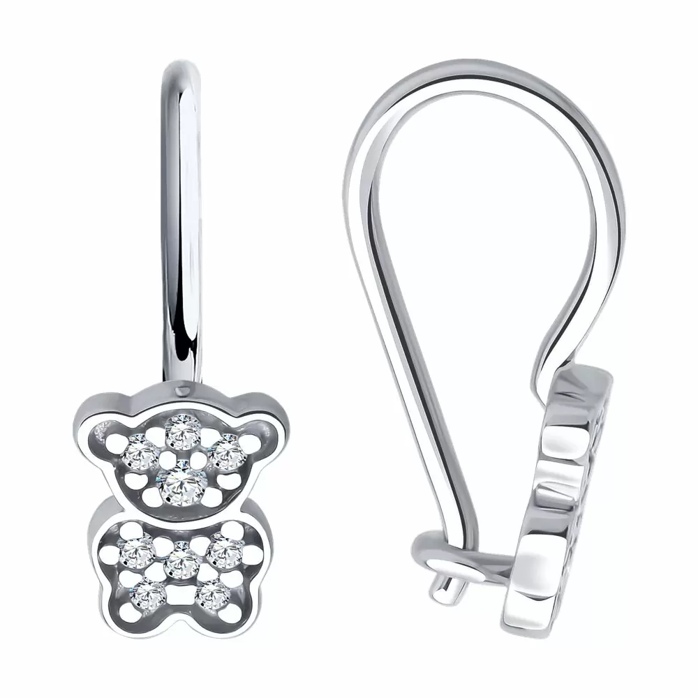 Серьги 94026917 серебро Мишка