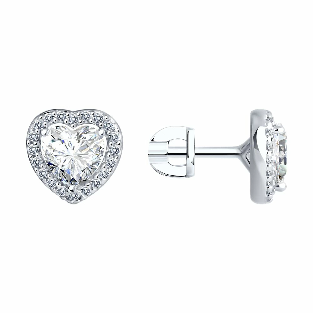 Серьги пусеты 94025764 серебро Сердце_0