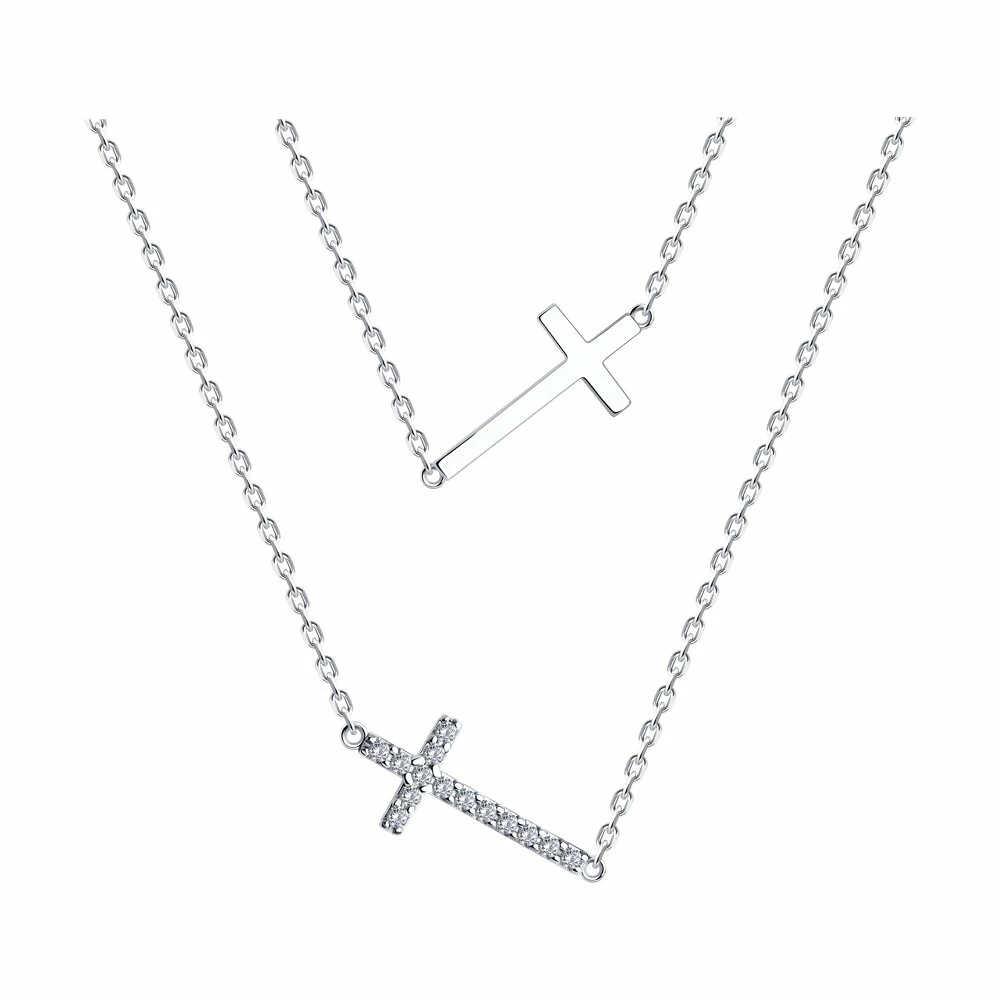 Колье 94070767 серебро Крест_0