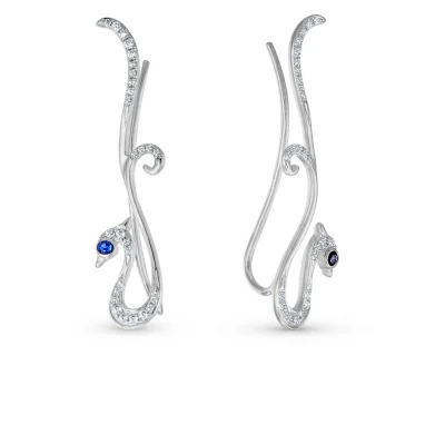 Серьги каффы СКФ9430Ф серебро Птица