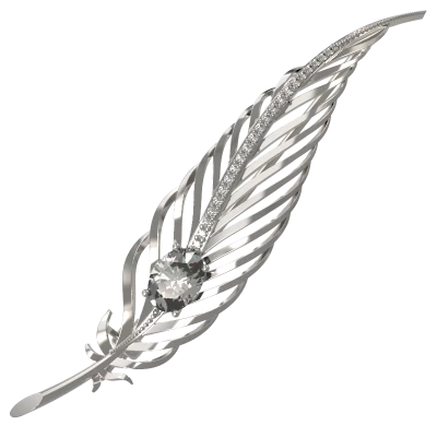 Брошь 1034154-01110 серебро перо
