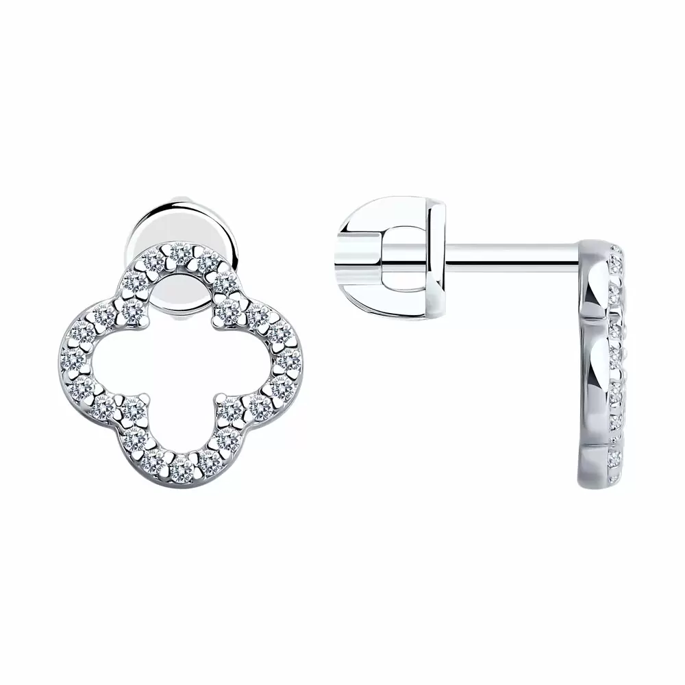 Серьги пусеты 94025798 серебро Ван Клиф_0