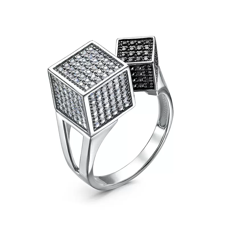 Кольцо с1107083 серебро Квадрат