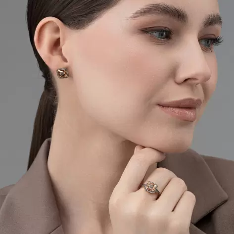 Серьги пусеты 26096-117 золото Луи Виттон_1