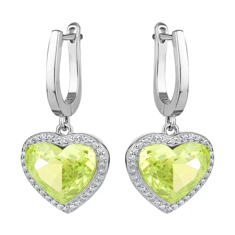 Серьги подвесные EA010906-gr серебро Сердце_0