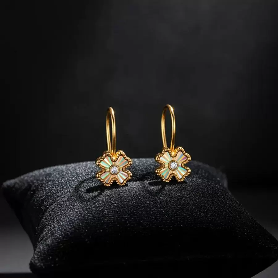 Серьги Т10262Е598 золото Цветок_2