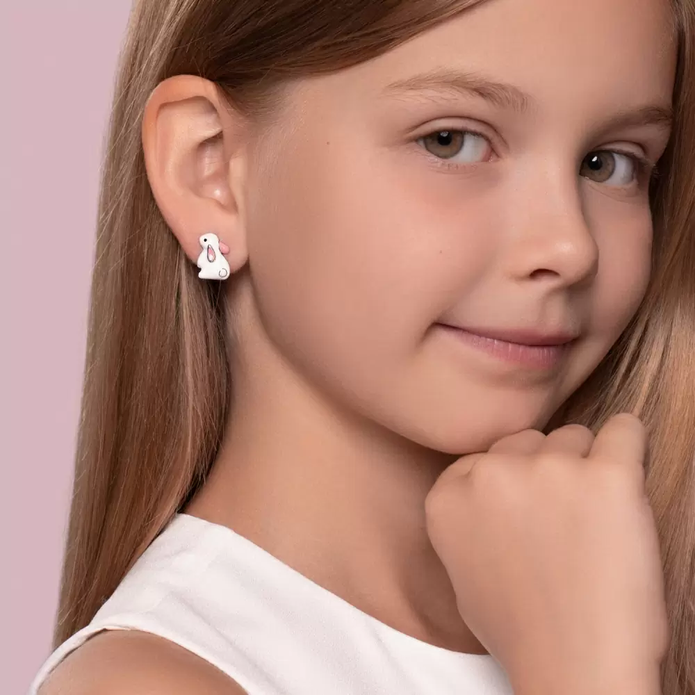 Серьги пусеты 94025944 серебро Заяц