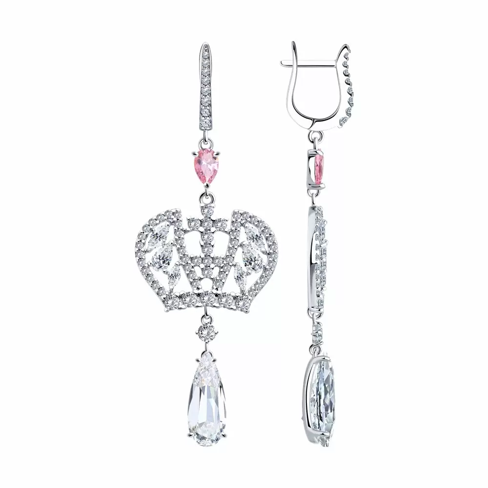 Серьги подвесные 94026770 серебро Корона_0