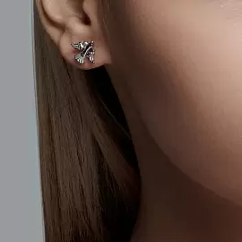 Серьги пусеты 94022352 серебро Птица_1