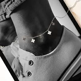 Браслет на ногу 3-5131-W ювелирный сплав Клевер_1