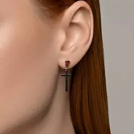 Серьги подвесные 94026503 серебро Крест_1