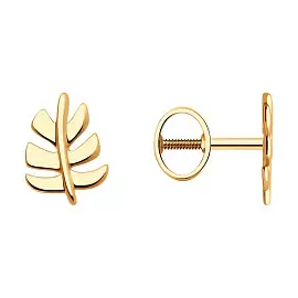 Серьги пусеты 0200214 золото Лист_0