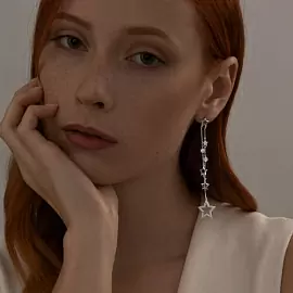 Серьги подвесные 94025894 серебро Звезда_1