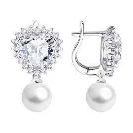 Серьги подвесные 94027299 серебро Сердце_0