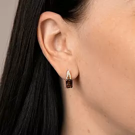 Серьги один камень С-0269 раух золото_1