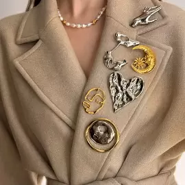 Брошь 341110047g ювелирный сплав Месяц и звезда_1