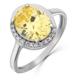 Кольцо один камень 653149 серебро Обсыпка_0