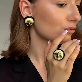 Серьги пусеты 261110417 ювелирный сплав Пчела_1