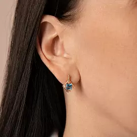 Серьги один камень С-0266 топ золото_1