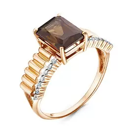 Кольцо один камень К-0268 раух золото_0