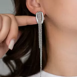 Серьги подвесные 3-2800-W ювелирный сплав_1