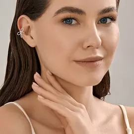 Серьги кафф 94170409 серебро бантик_1