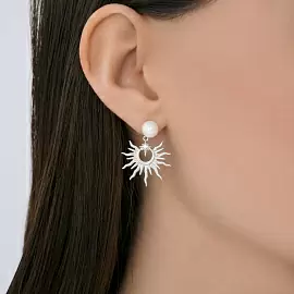 Серьги подвесные 94027329 серебро Солнце_1