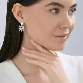 Серьги подвесные 94027329 серебро Солнце_2