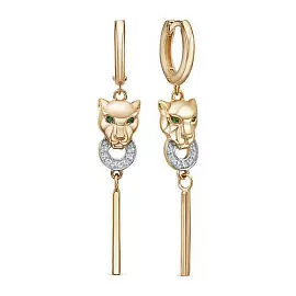 Серьги подвесные 1206575 золото Картье пантера_0