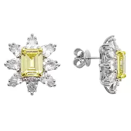 Серьги пусеты SS-B2184EK1C серебро Цветок_0