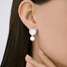 Серьги подвесные 94027299 серебро Сердце_1