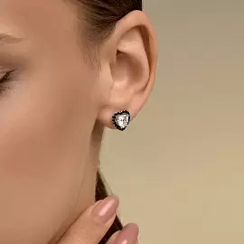 Серьги пусеты 94-122-00122-1 серебро Сердце_1