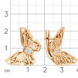 Серьги 002-0898-0001-010 золото Бабочка_1