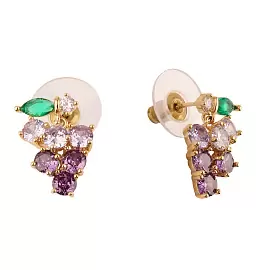 Серьги пусеты 3-3147-Y ювелирный сплав виноград_0