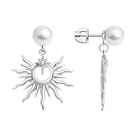 Серьги подвесные 94027329 серебро Солнце_0